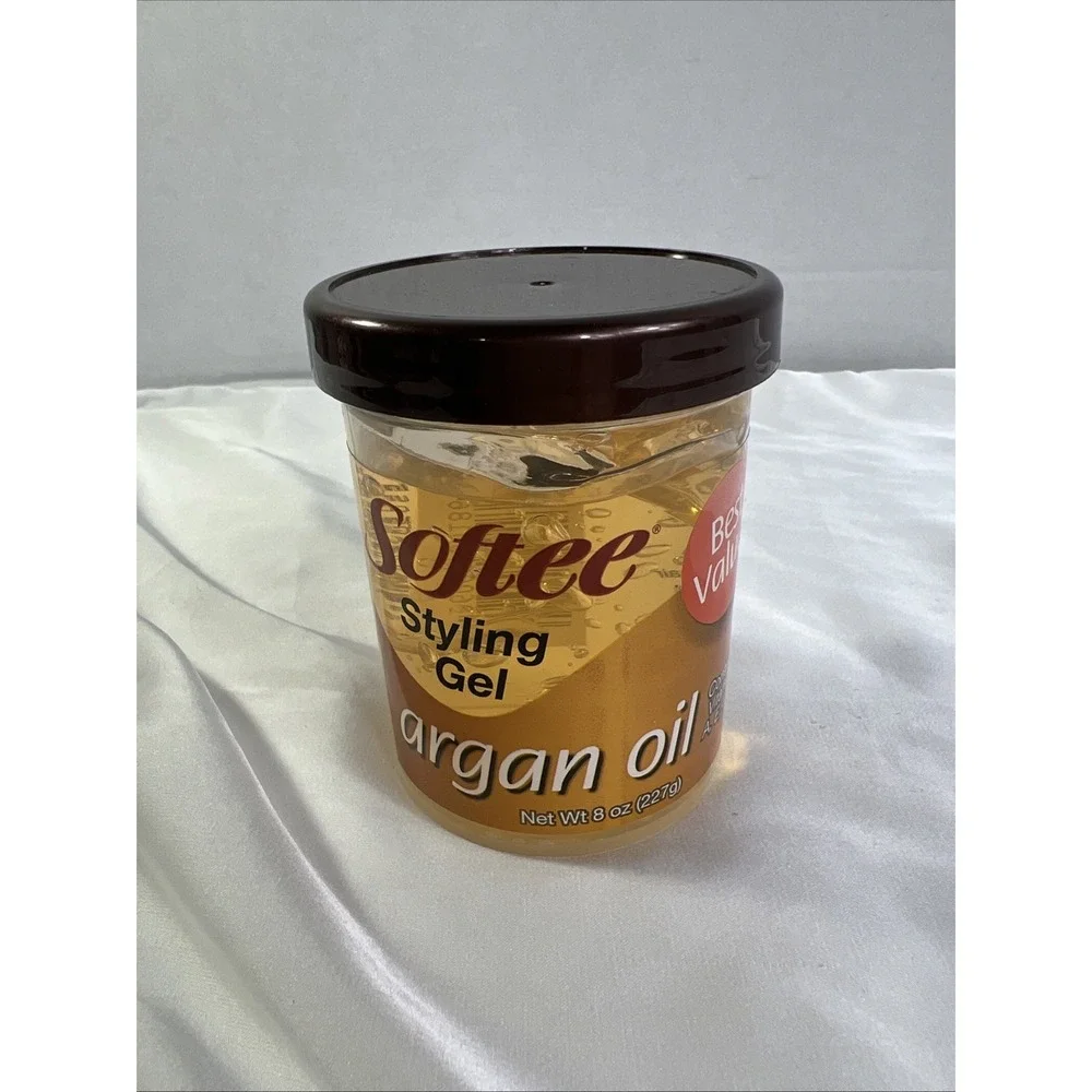 Softee Argan Oil Styling Gel Vitamins A, E, B5 Enrich Repair‎ Protect Hair 8oz